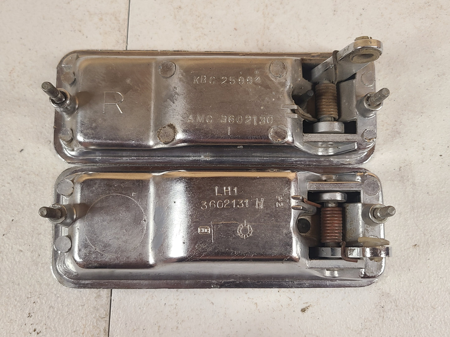 NOS 1968-1980 AMC Ambassador, Matador, Rebel Pacer Exterior Door Handle Set Part# 3602131/3602130