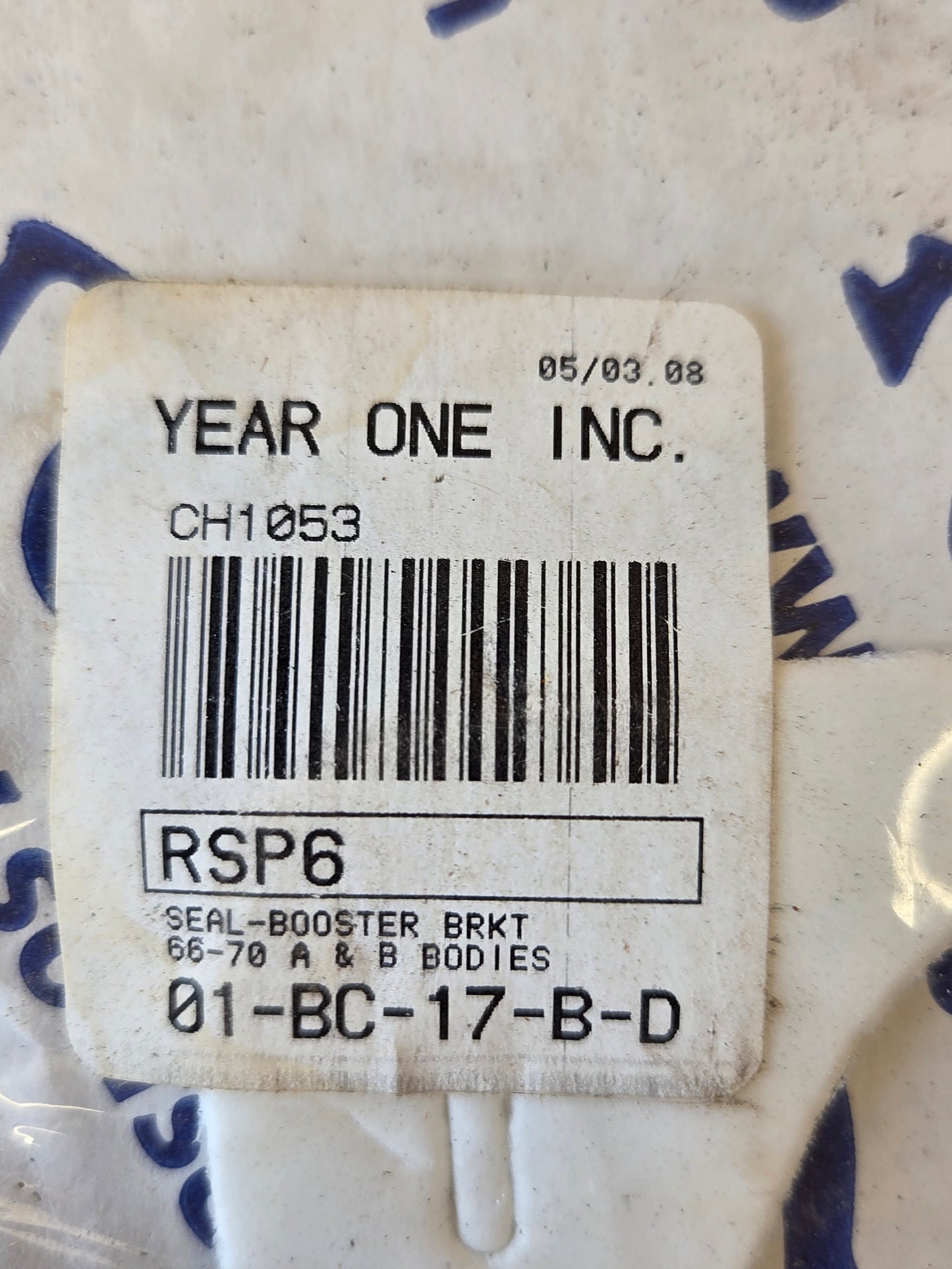 Year One 1966-70 A & B Body Brake Booster Seal Part# CH1053